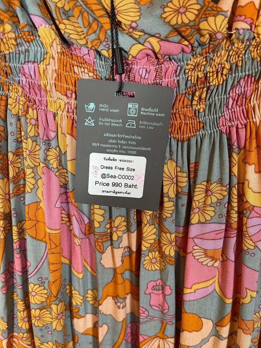 Floral Pink Orange Print Maxi Boho Dress Free Size - Picture 4 of 6
